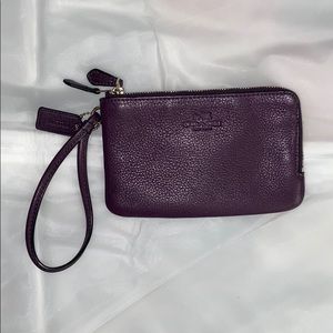 Coach leather double zip wristlet